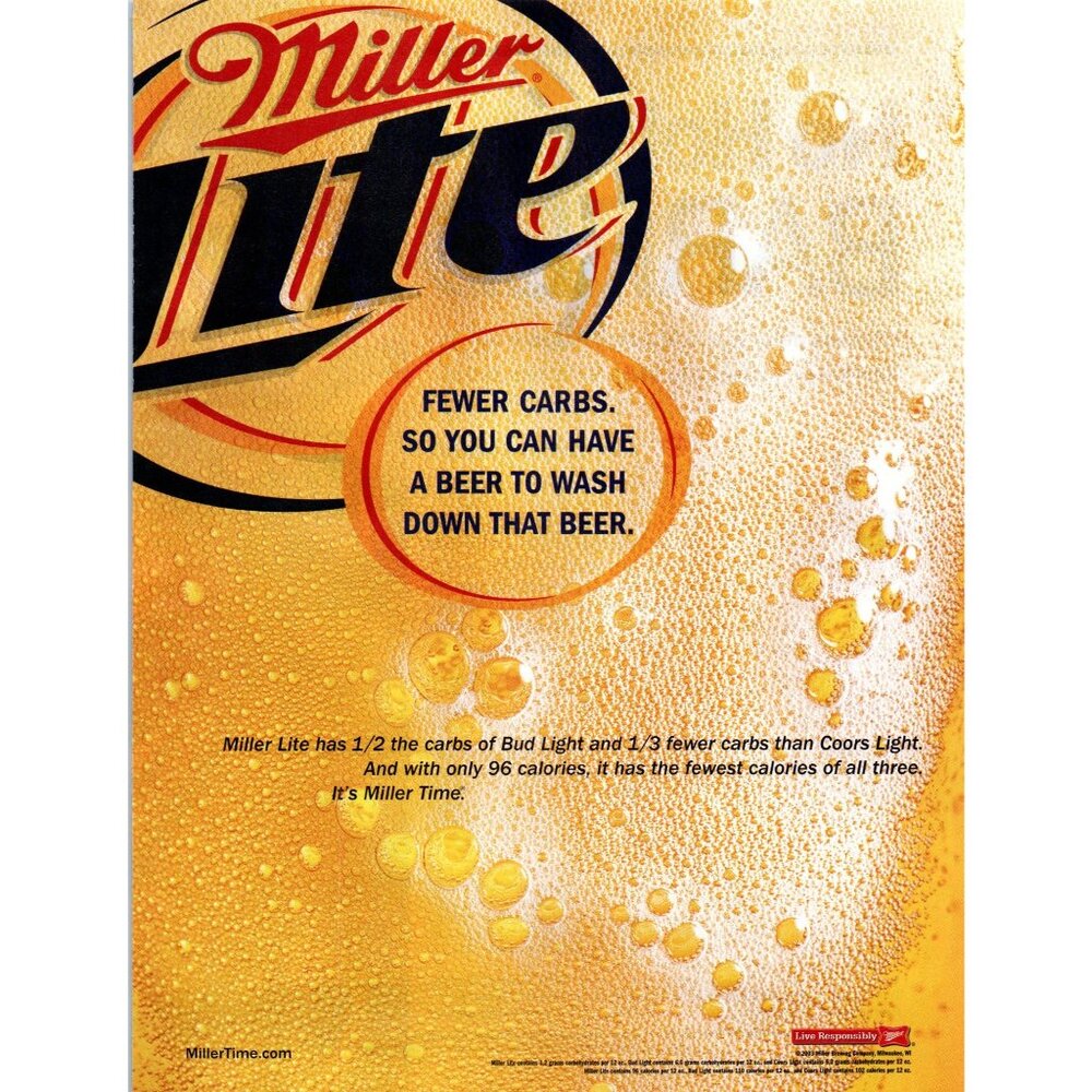 2003 Miller Lite Beer Vintage Print Ad Overflowing Glass Pour Bar Room Wall Art